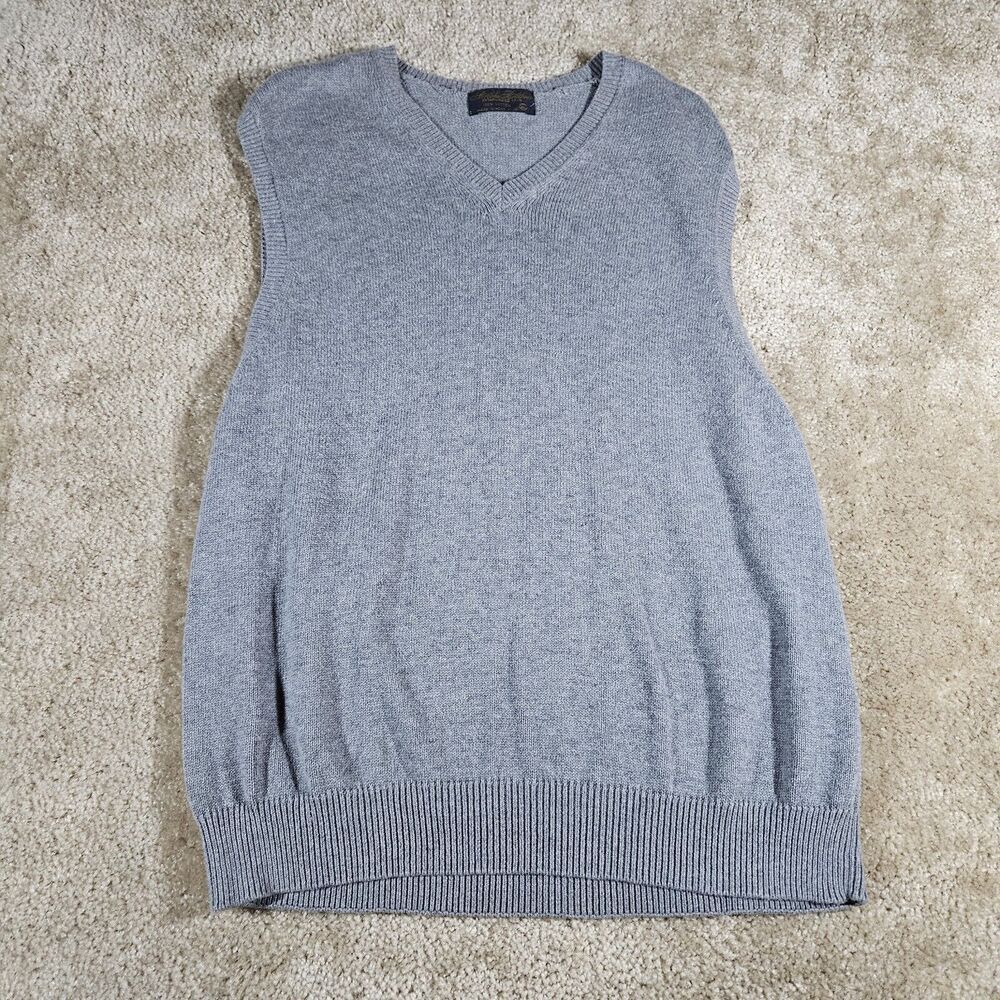 Brooks Brothers Mens Gray 100% Cotton V Neck Sweater Vest Sz XL
